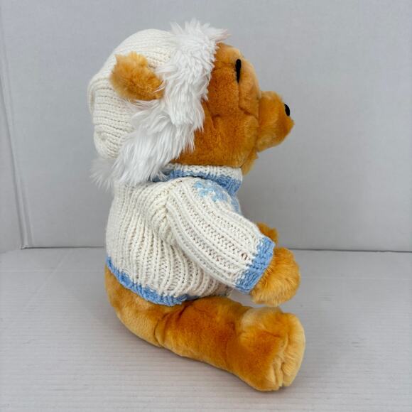 Disney Store Winnie Pooh Bear Plush Snowflake Sparkle Knit Sweater 12 Inch - Picture 6 of 11